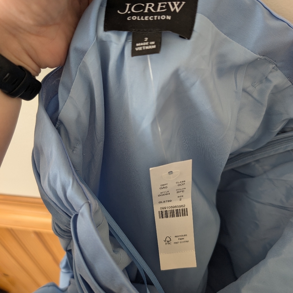 J. Crew Collection Sky Baby Blue Taffeta Ruched Bow Detail Strapless Top Size‎ 2 - Picture 5 of 8